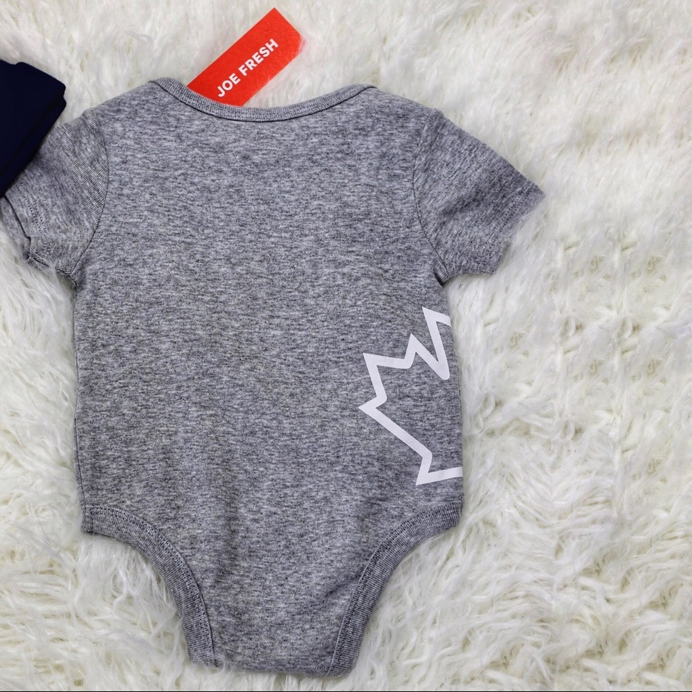 NWT Joe Fresh Maple Leaf Gray/White One-Piece - Picture 3 of 3